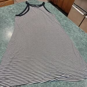 Old Navy Women's Large Sleeveless Black White Stripe Midi Dress Beachy Coastal
